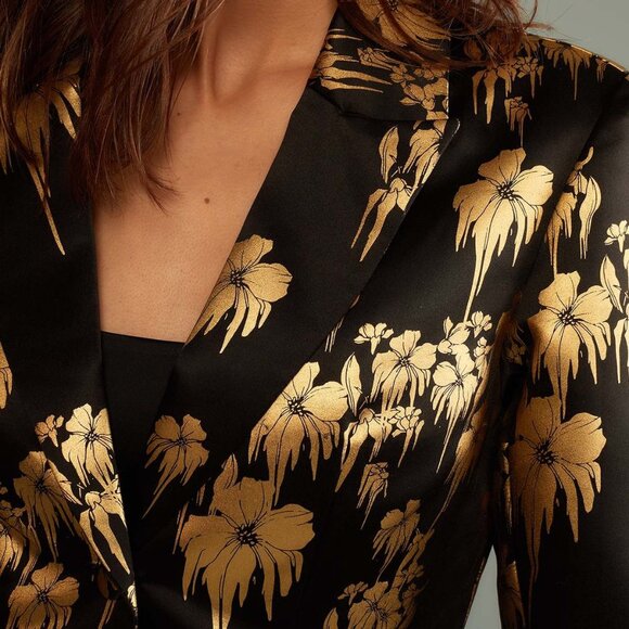 CYNTHIA ROWLEY Dripping In Gold Fitted Blazer Sz 10 - Picture 5 of 8